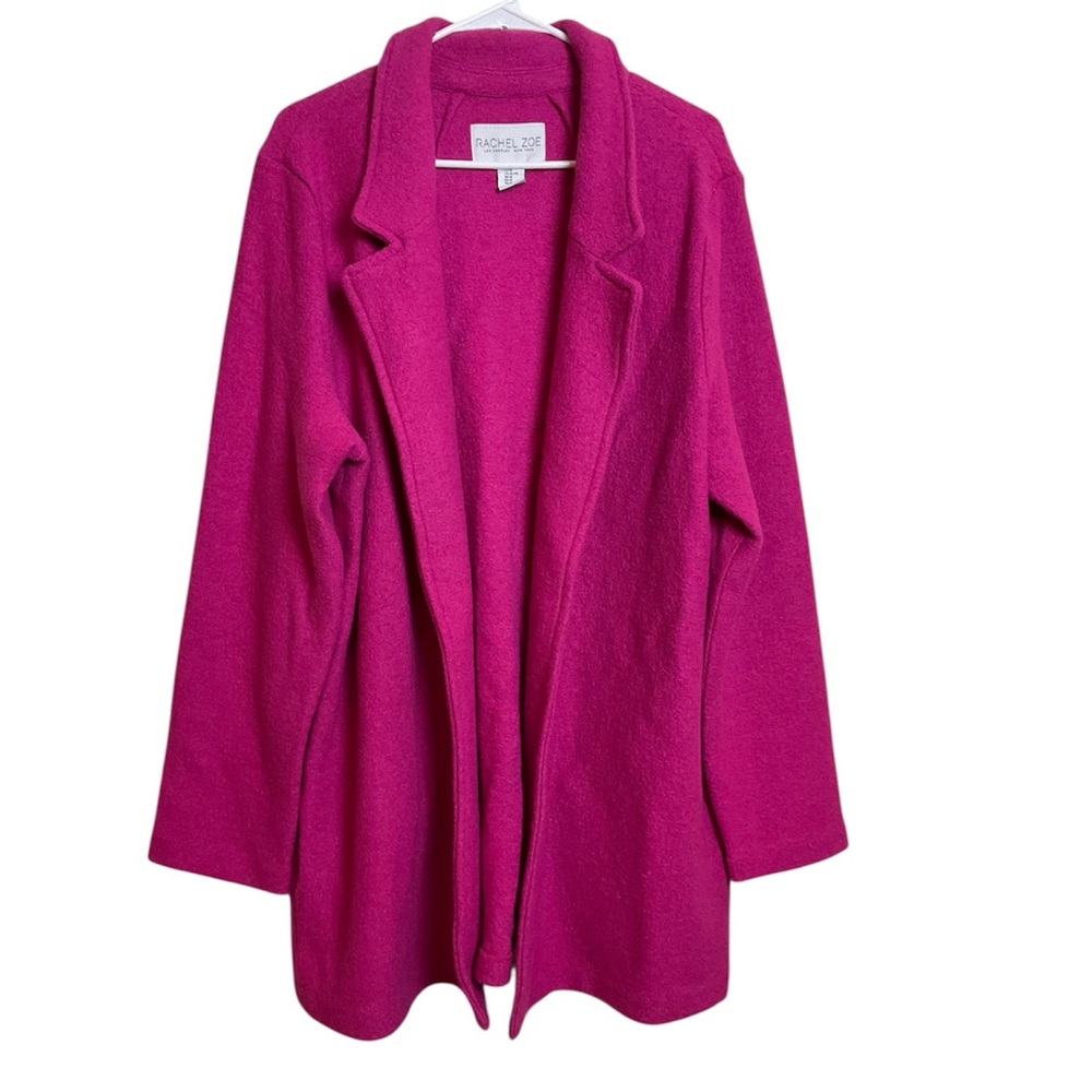 Rachel Zoe Cardigan Sweater Jacket Womens Pink Wool Blend Open Front
